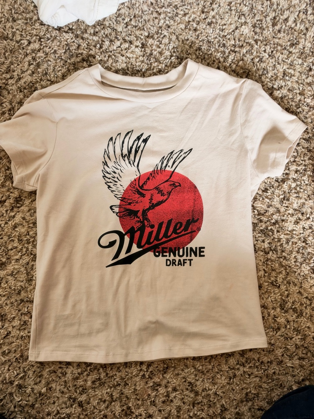Miller Genuine Draft Cream Short-Sleeve Graphic Tee with Red & Black Print